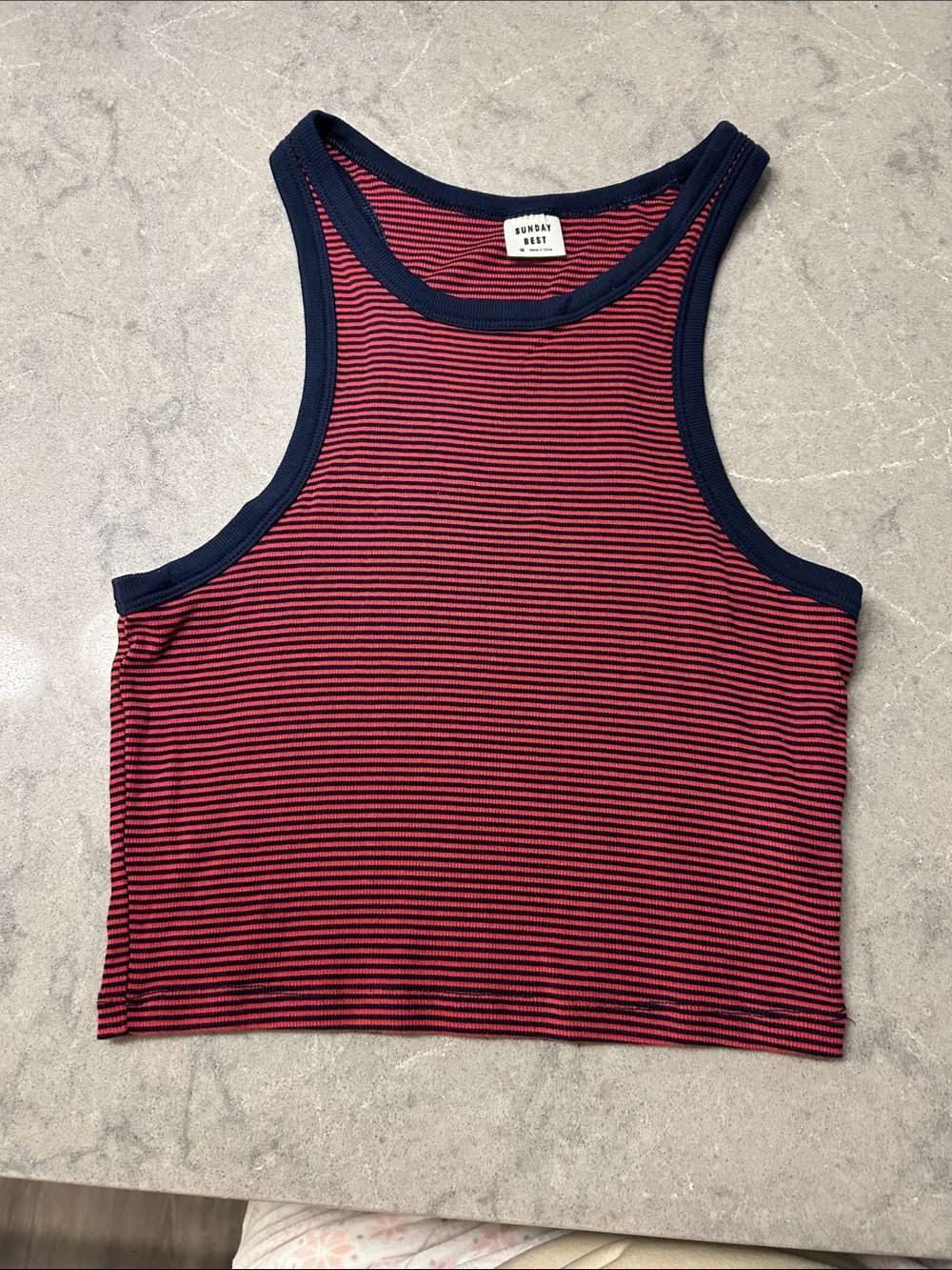 Sunday Best Red & Navy Striped Cropped Tank